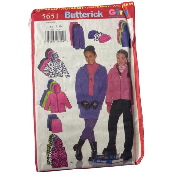 BUTTERICK | Vintage 1998 Girl's Winter DIY Sewing Pattern | Size 12-14-16 - Picture 1 of 6